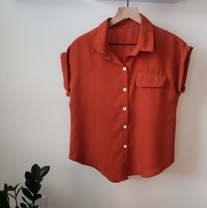 Rust/burned orange button-down shirt